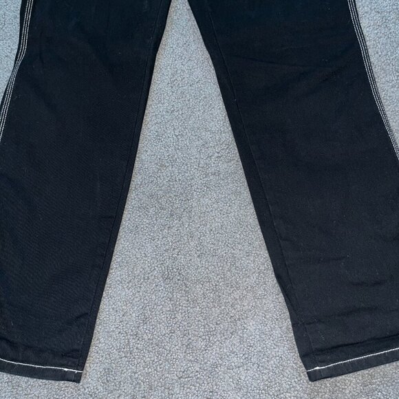 DICKIES BLACK RELAXED FIT CARPENTER PANTS - WITH LOGO BELT - EUC - JUNIOR 7 / 28 - Picture 5 of 12